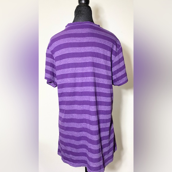 Cotton Regular Fit Striped Round Neck T-shirt Purple and Black 2 Pc - Picture 5 of 8